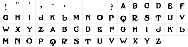 Henry Morgan Regular  glyph index