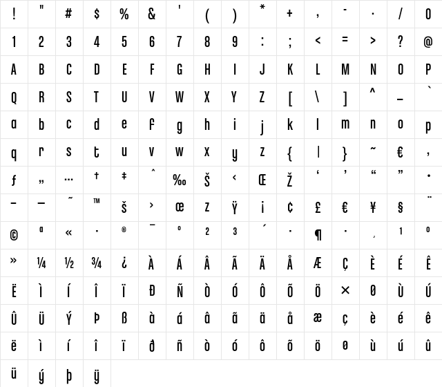 ChaletComprime-CologneEighty Regular  glyph index