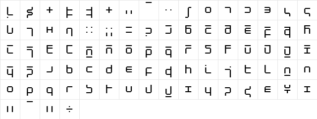 NewAlphabet Regular  glyph index