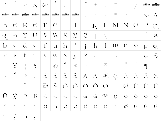 Erotique Alternate Trial Medium  glyph index