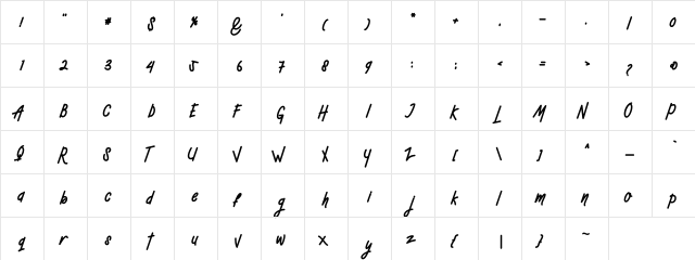 Mellow Regular  glyph index