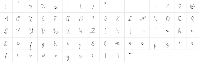 Aquilegia Script Regular  glyph index