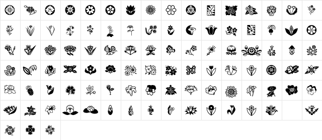 MiniPicsLilFlowers Regular  glyph index