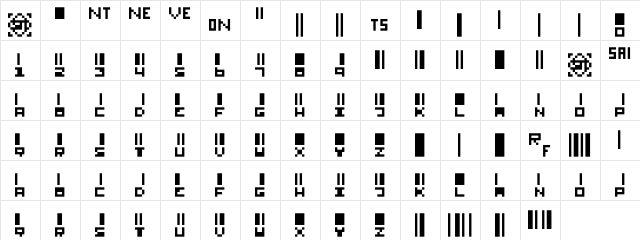 SmallBars Regular  glyph index