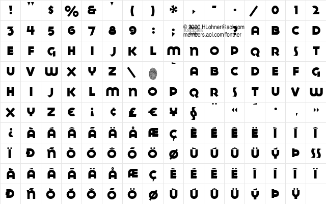 Goya Heavy  glyph index