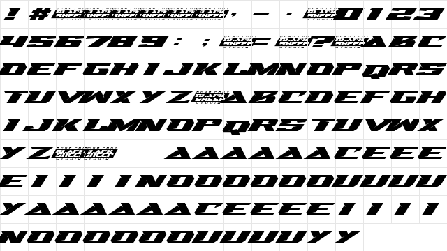 Swipe Race Demo Regular  glyph index