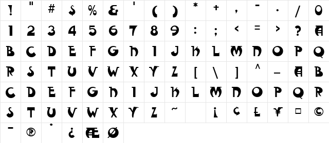 Fantastic MF Modern  glyph index