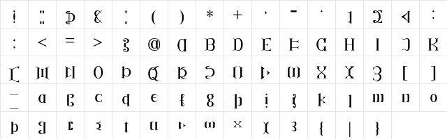 Lake Reflection Regular  glyph index