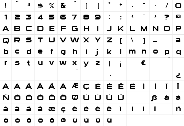 Sui Generis Regular  glyph index