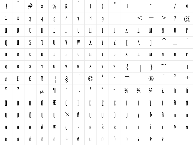 Unknown Caller BTN SC XBd Regular  glyph index