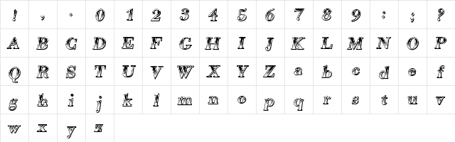 Gradientico Italic  glyph index