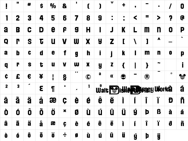 Florida Project Phase Two Regular  glyph index