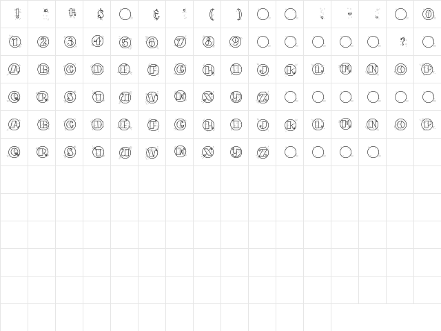 CK Bubbles Regular  glyph index
