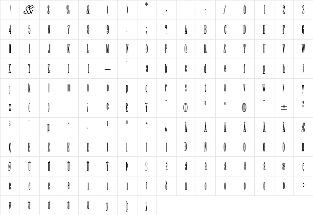 ElvenSSK Regular  glyph index