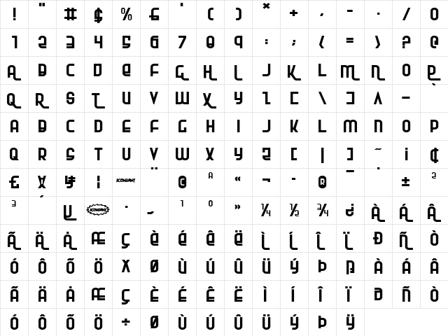 Ro'Ki'Kier Expanded Expanded  glyph index