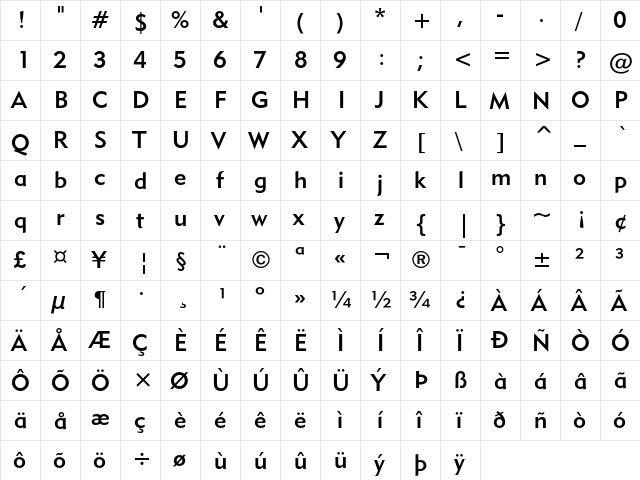 Geometric 415 Medium  glyph index