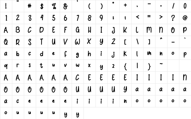 TIME TO WORK Regular  glyph index