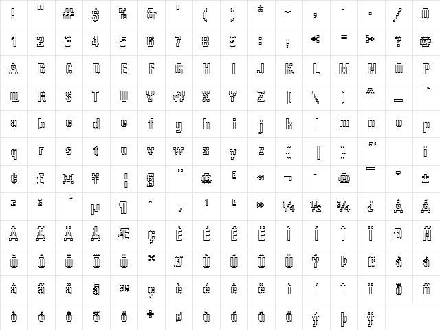 Rough63 Becker Regular  glyph index