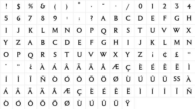 ColumnaEF Solid  glyph index