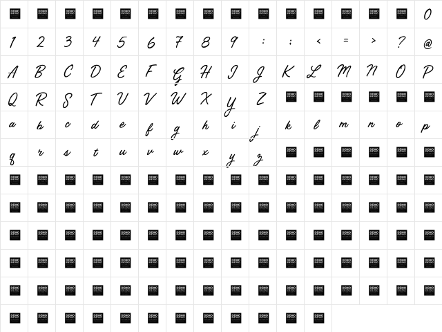 Street Magic - Demo Regular  glyph index