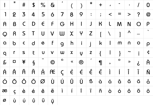 Bauhaus-Normal Regular  glyph index