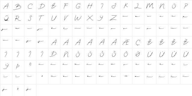 Virghie Regular  glyph index