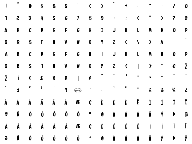 In-House Edition Regular  glyph index