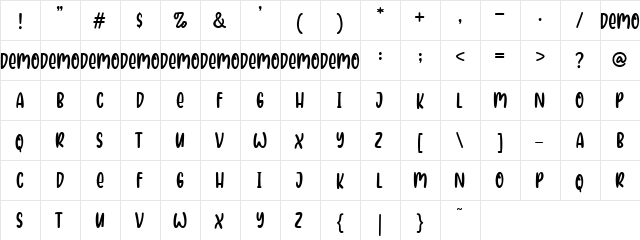 Love in space Demo Regular  glyph index