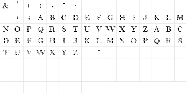 CarnivaleDisplayCapsSSK Regular  glyph index