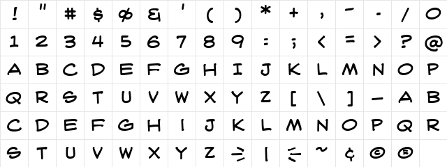 WebLetterer BB Regular  glyph index