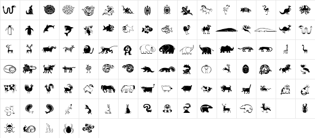 Mini Pics Lil Critters Regular  glyph index