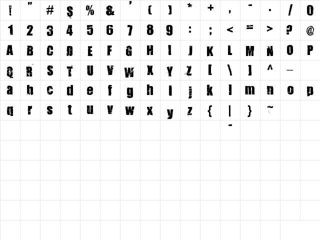 321impact Regular  glyph index