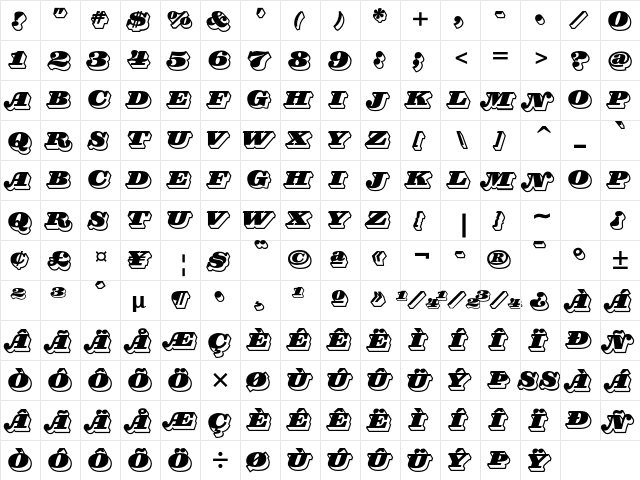 Magnifico Nighttime ITC Std Regular  glyph index