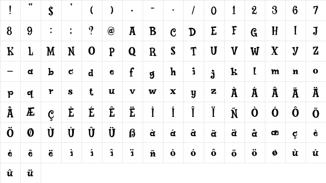 Popty Ping DEMO Regular  glyph index