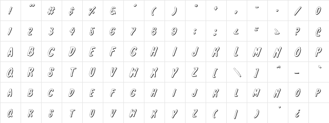 International Super Hero Out Outline  glyph index