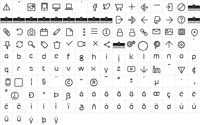 Byom Icons Regular  glyph index