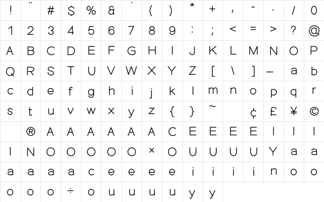 ST Hanekam Rounded  glyph index