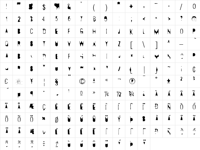 D44Caps Light  glyph index