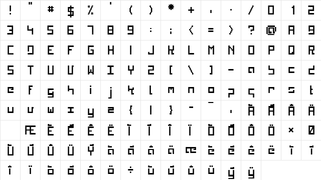Kinkub flat Regular  glyph index
