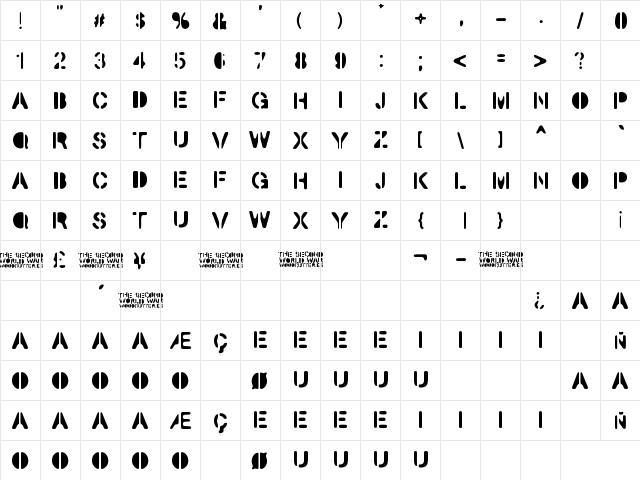 The Second World War Regular  glyph index