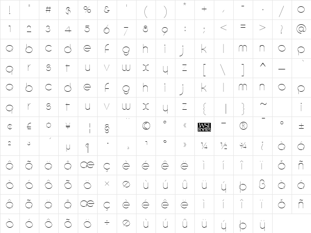 DebevicCircular Regular  glyph index