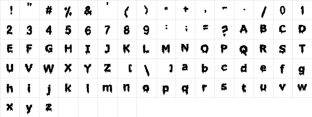 Liquidism part 2 Regular  glyph index
