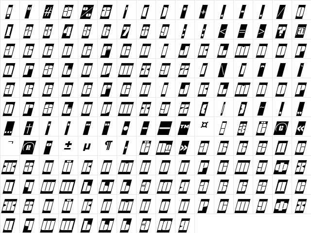 a_GlobusCmObl Regular  glyph index