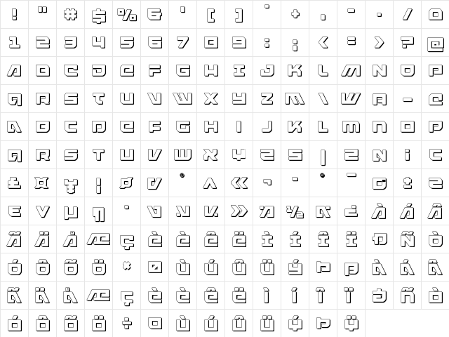 Armed Lightning 3D Regular  glyph index