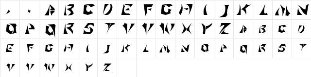 Sabertooth Regular  glyph index