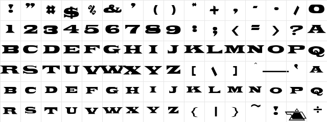 PonchoVia Regular  glyph index