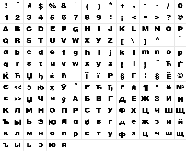ft52 Normal  glyph index