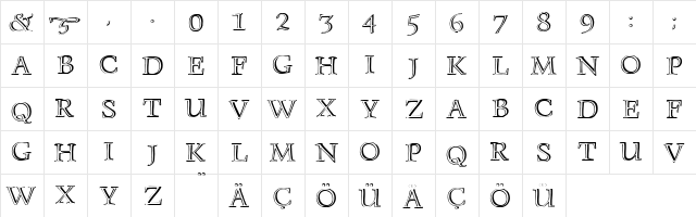 Monument Regular  glyph index