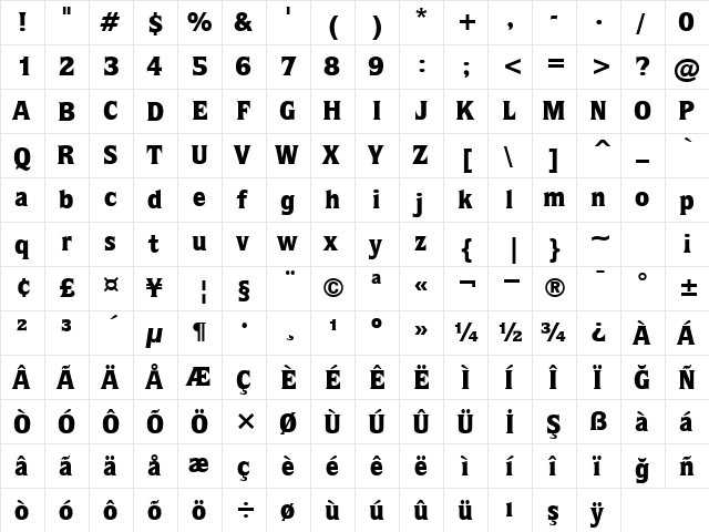 00559 Regular  glyph index