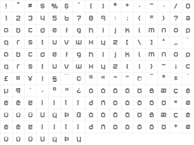 Incopins Clusters Regular  glyph index